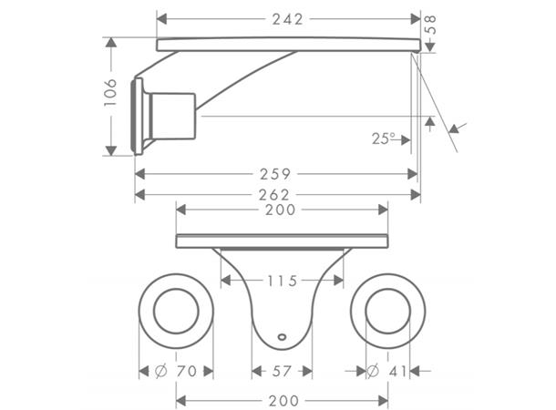 Servantbatteri Axor Massaud Overheng 262mm - Krom -