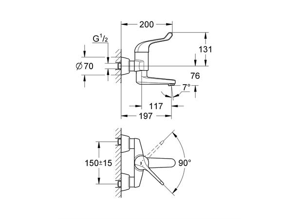 Servantbatteri Grohe Euroeco Special DN 15 - Krom -