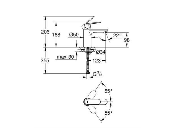 Servantbatteri Grohe Eurosmart Cosmopolitan DN 15 M-size - Krom -