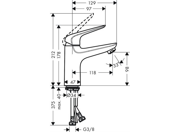 Servantbatteri Hansgrohe Novus 100 Uten bunnventil - Krom -