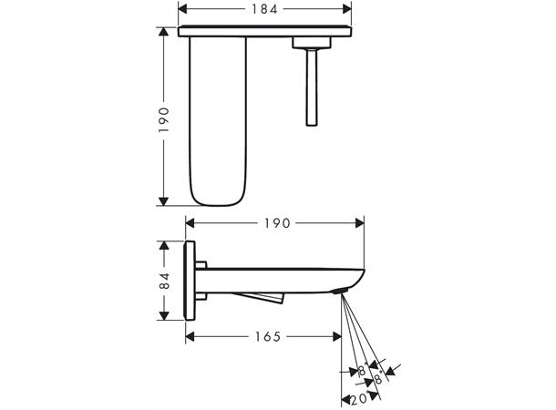 Servantbatteri Hansgrohe PuraVida Overheng 165mm - Hvit/krom  -