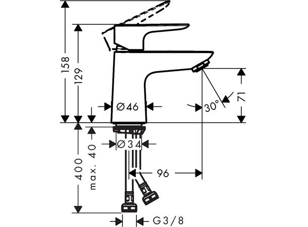 Servantbatteri Hansgrohe Talis E 80 Uten bunnventil - Krom -