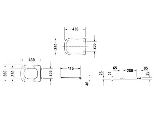 Toalettsete Duravit D-Code Uten automatisk lukking - Hvit -