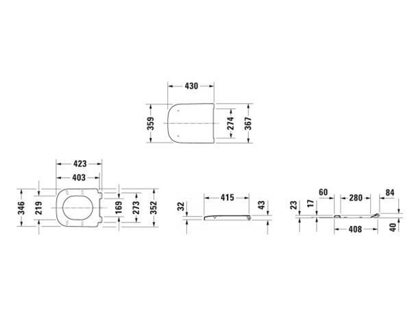 Toalettsete Duravit Happy D.2 Soft-Close - Hvit -