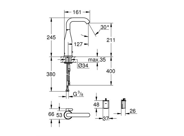 Elektronisk Servantbatteri Grohe Essence E 1/2" med blander - Krom -