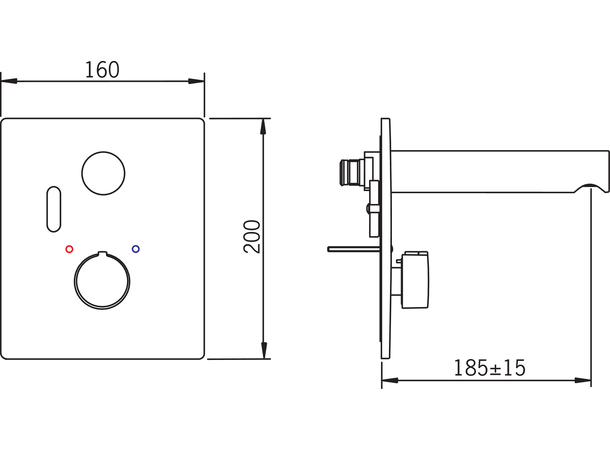 Elektronisk servantbatteri Oras 12V Electra med termostat - Krom -