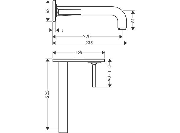 Servantbatteri Axor Citterio Overheng 220mm - Krom -