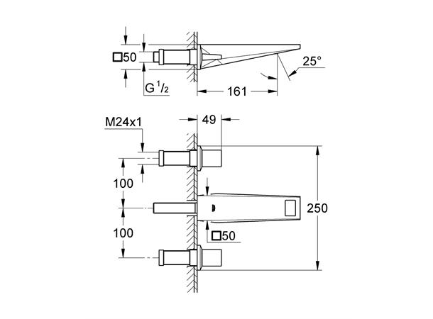 Servantbatteri Grohe Allure Brilliant DN 15 S-Size Overheng 161mm - Krom -