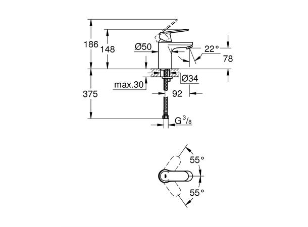 Servantbatteri Grohe Eurosmart Cosmopolitan S-size - Krom -