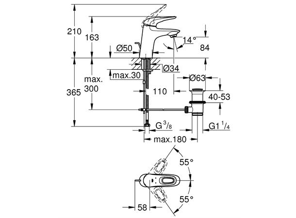 Servantbatteri Grohe Eurostyle New S-size - Krom -