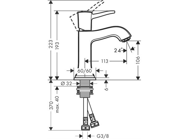 Servantbatteri Hansgrohe Metropol 110 Classic uten bunnventil - Krom -