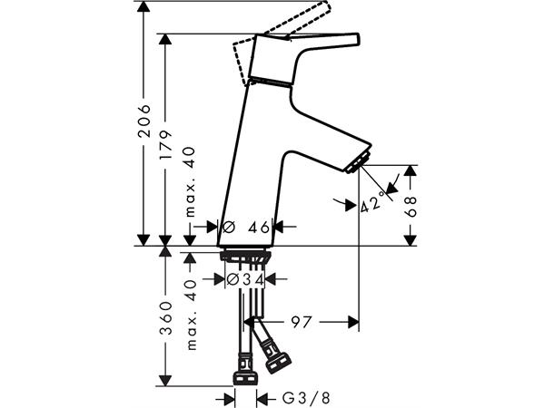 Servantbatteri Hansgrohe Talis S 80 LowFlow uten bunnventil - Krom -