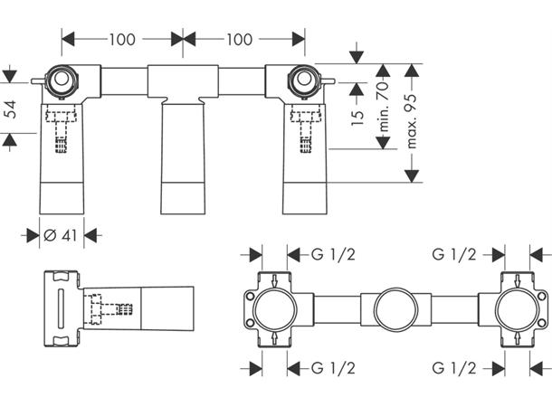 Axor Innbyggingsdel for 3-hulls-batteri