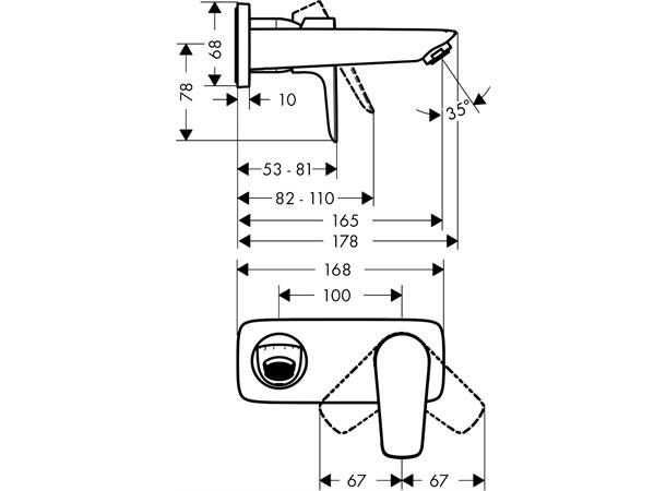 Servantbatteri Hansgrohe Talis E Overheng 165mm - Krom  -