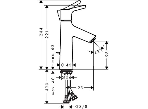 Servantbatteri Hansgrohe Talis S 100 LowFlow med oppløftventil - Krom -