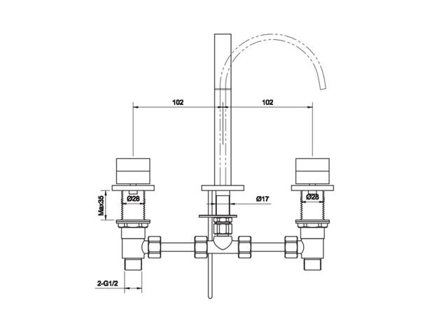 Servantbatteri Kohlman Axis - Krom -