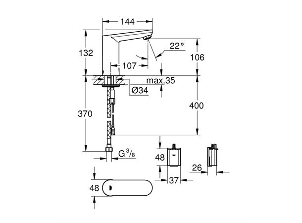 Elektronisk Servantbatteri Grohe Eurosmart Cosmopolitan E 1/2" Krom