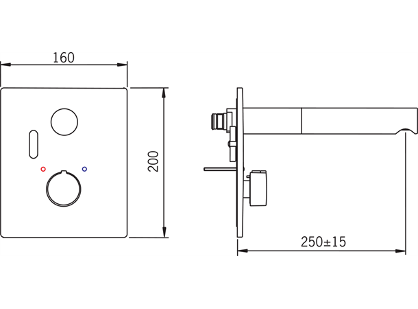 Elektronisk servantbatteri Oras 12V Electra med termostat - Krom -