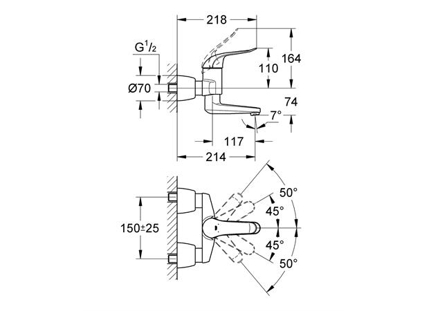 Servantbatteri Grohe Euroeco Special DN 15 - Krom -