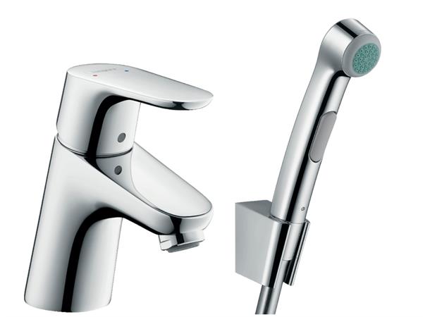 Servantbatteri Hansgrohe Focus 70 Krom Med bidettedusj og 160 cm dusjslange