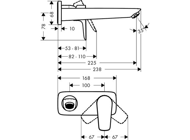 Servantbatteri Hansgrohe Talis E Overheng 225mm - Krom  -