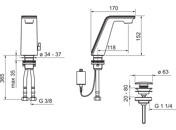 Servantbatteri Oras Il Bagno Alessi Sense 3V - Hvit/krom -