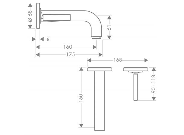 Servantbatteri Axor Citterio Overheng 160mm - Krom -