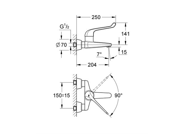 Servantbatteri Grohe Euroeco Special DN 15 - Krom -