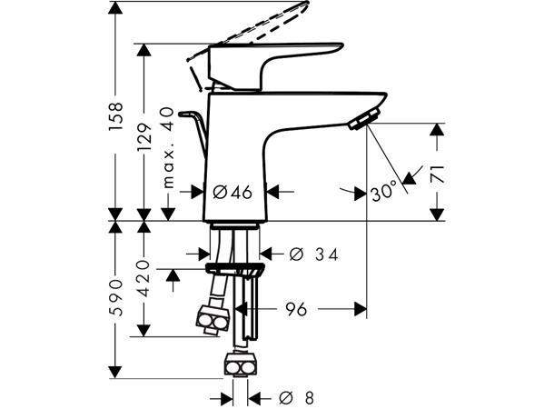 Servantbatteri Hansgrohe Talis E 80 Med oppløftventil - Krom -