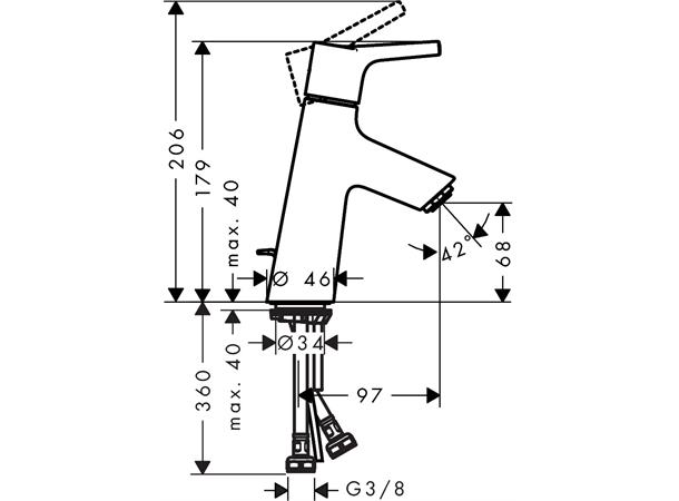 Servantbatteri Hansgrohe Talis S 80 LowFlow med oppløftventil - Krom -