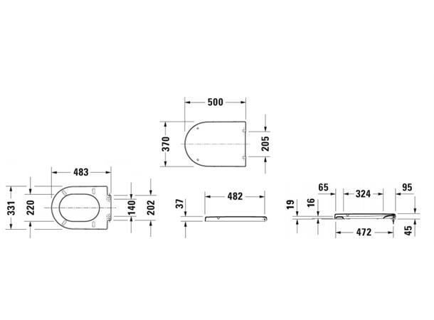 Toalettsete Duravit Starck 2 Uten automatisk lukking - Hvit -