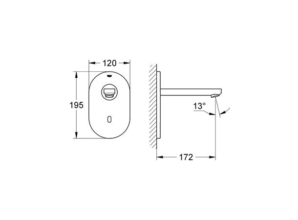 Elektronisk Servantbatteri Grohe Euroeco Cosmopolitan E Overheng 172mm