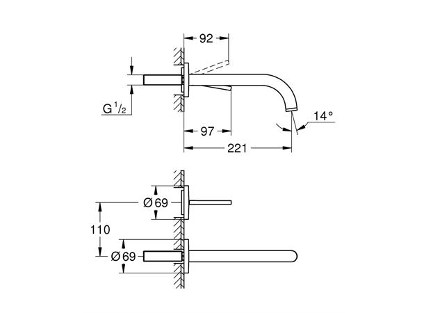 Servantbatteri Grohe Atrio Med Joystick Overheng 221mm - Krom -