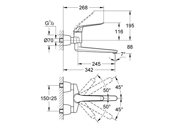 Servantbatteri Grohe Euroeco Special DN 15 - Krom -