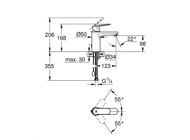 Servantbatteri Grohe Eurosmart Cosmopolitan DN 15 M-size - Krom -