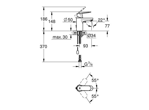 Servantbatteri Grohe Eurosmart Cosmopolitan S-size - Krom -