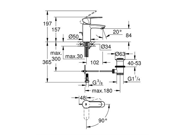 Servantbatteri Grohe Eurostyle Cosmopolitan S-size - Krom -