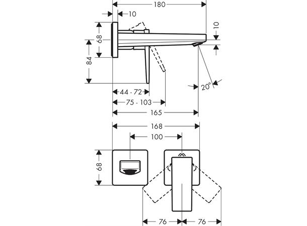 Servantbatteri Hansgrohe Metropol Overheng 165mm - Krom -