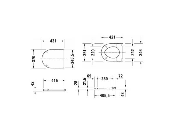 Toalettsete Duravit Starck 3 Soft-close - Easy- off - Hvit -