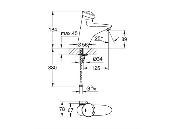 Elektronisk Servantbatteri Grohe Eurodisc SE 6V med blander - Krom -