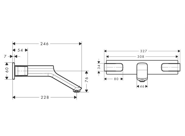 Servantbatteri Axor Urquiola Overheng 228 mm - Krom -