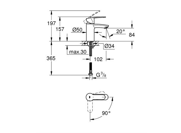 Servantbatteri Grohe Eurostyle Cosmopolitan S-size - Krom -