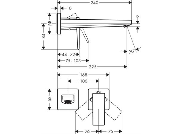 Servantbatteri Hansgrohe Metropol Overheng 225mm - Krom -