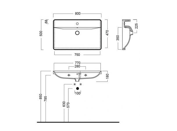 Vegghengt Servant Hatria Canalgrande 80 x 50 cm