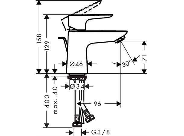 Servantbatteri Hansgrohe Talis E 80 LowFlow med oppløftventil - Krom -