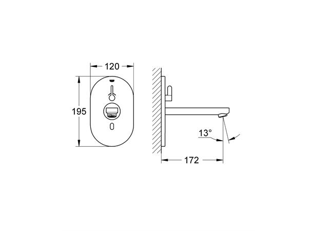 Elektronisk Servantbatteri Grohe Eurosmart Cosmopolitan E Overheng 172mm