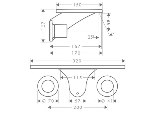 Servantbatteri Axor Massaud Overheng 170mm - Krom -