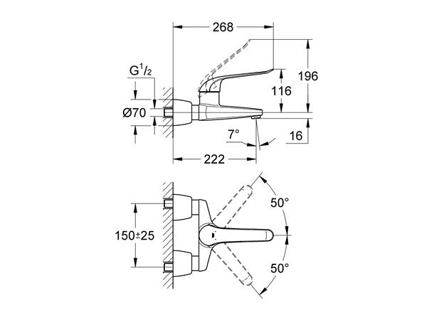 Servantbatteri Grohe Euroeco Special DN 15 - Krom -