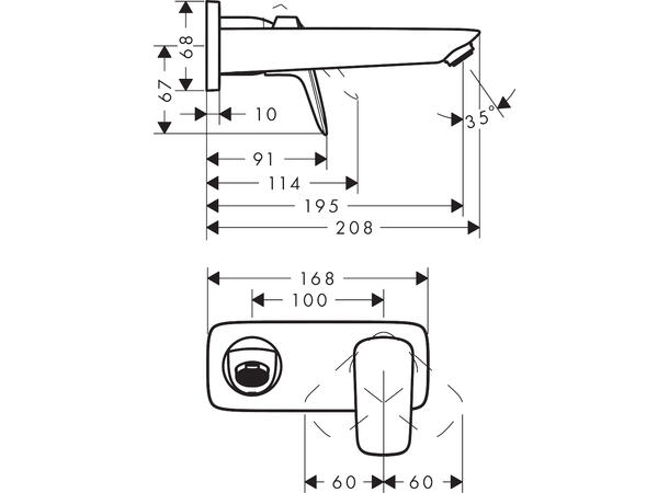 Servantbatteri Hansgrohe Logis Overheng 195mm - Krom -