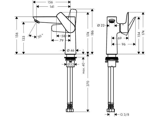 Servantbatteri Hansgrohe Talis E 150 Uten bunnventil - Krom -